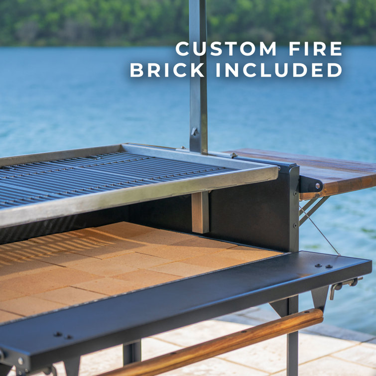 Argentine Santa Maria Charcoal Grill with Stainless Steel and Wood