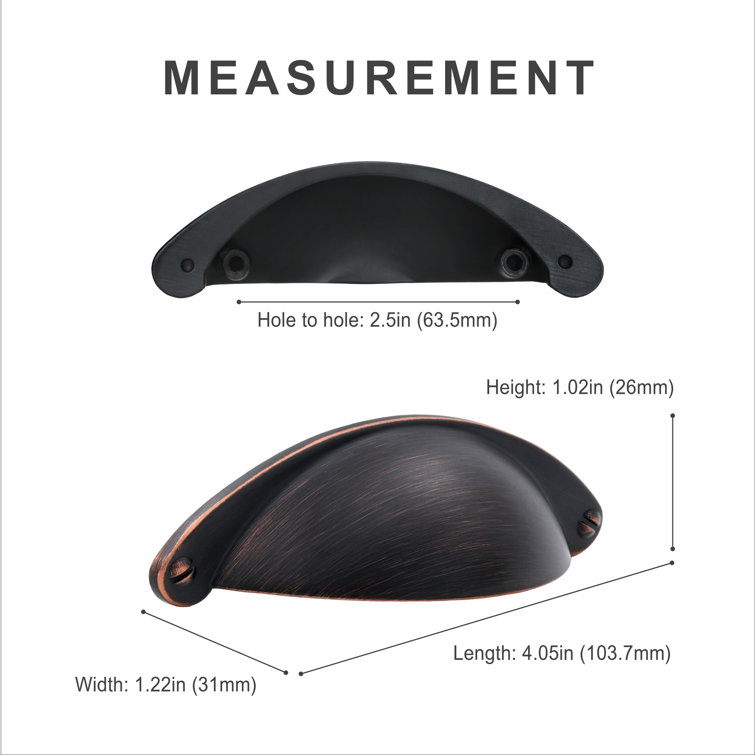 Oil Rubbed Bronze 2.5-Inch Cup Drawer Pull with Mounting Hardware