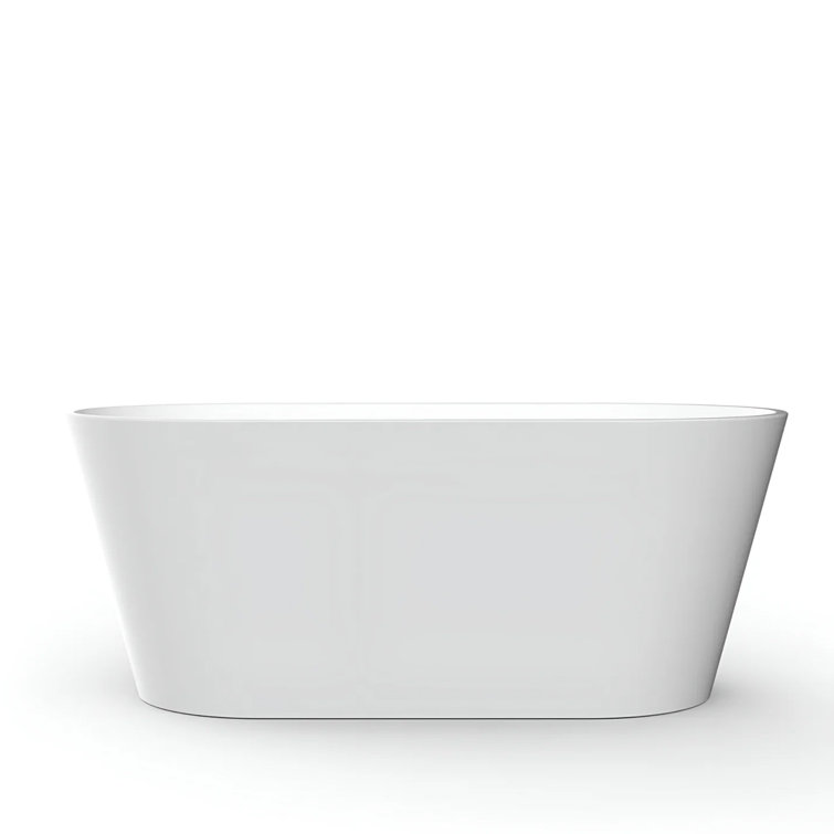 67" Glossy White Acrylic Freestanding Soaking Bathtub