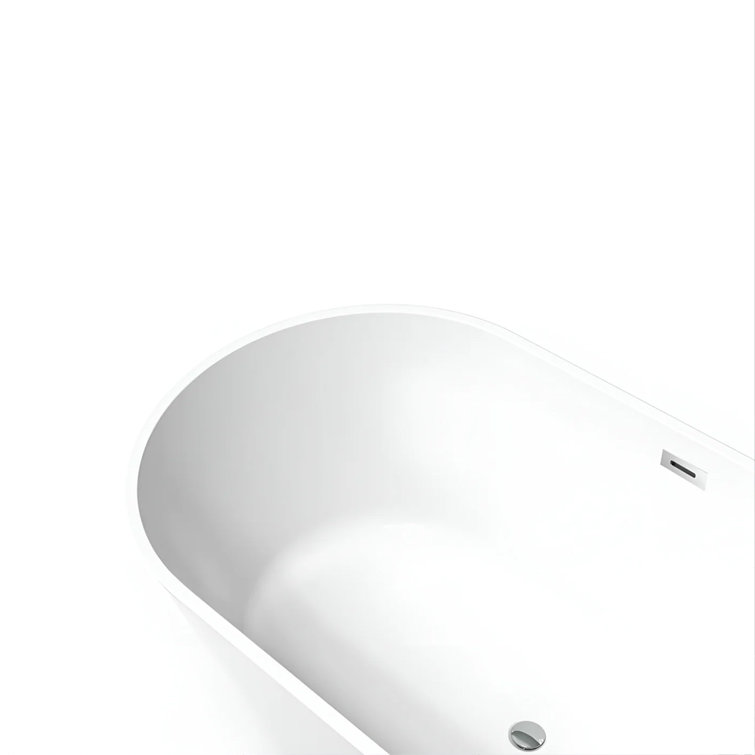 67" Glossy White Acrylic Freestanding Soaking Bathtub