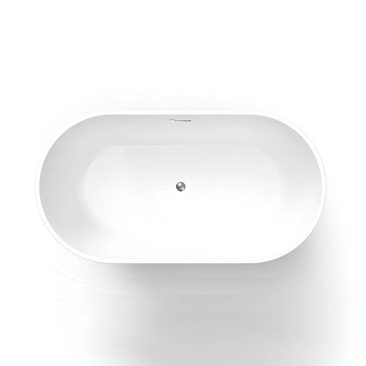 67" Glossy White Acrylic Freestanding Soaking Bathtub