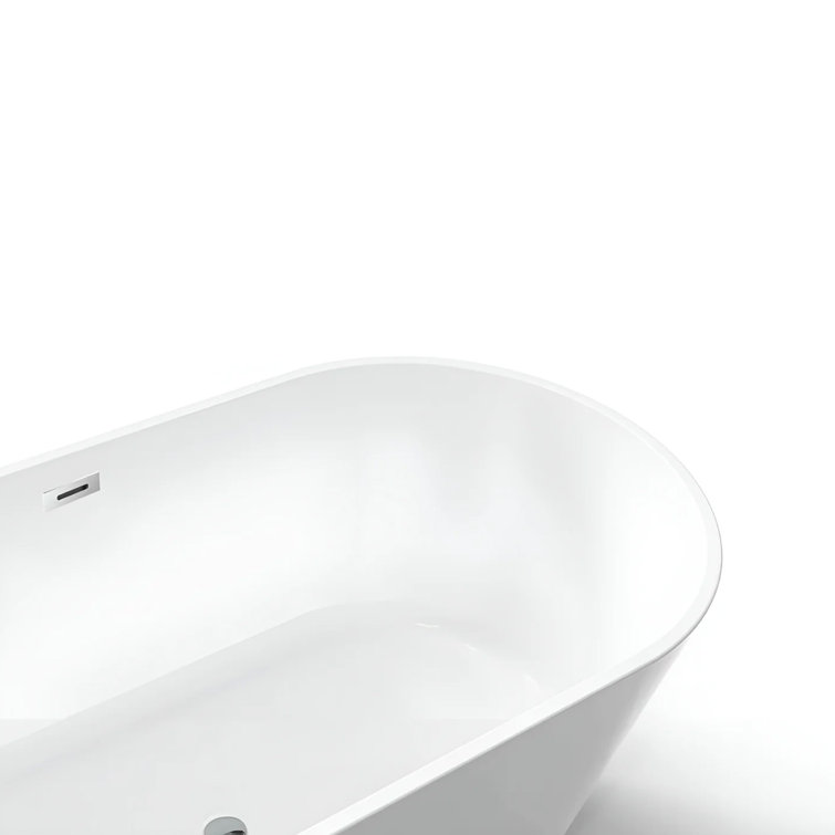 67" Glossy White Acrylic Freestanding Soaking Bathtub