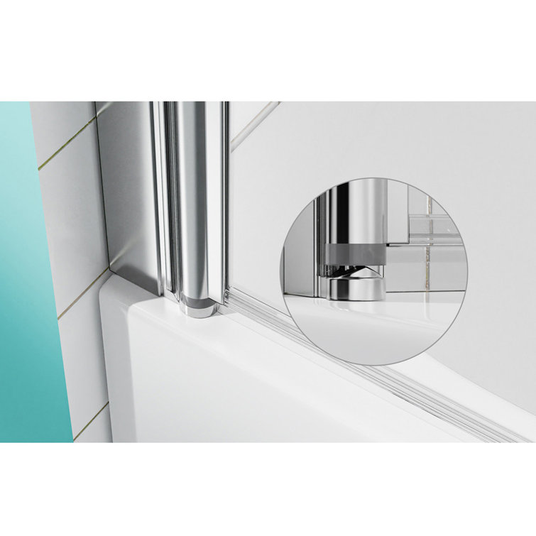 31"W x 55"H Frameless Clear Tempered Glass Shower Door with Chrome Handle