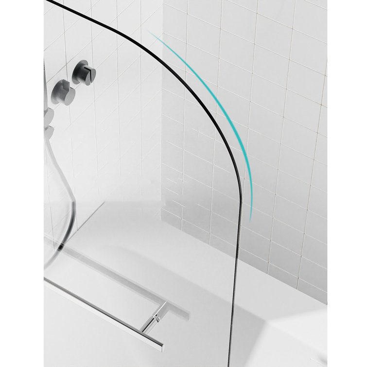 31"W x 55"H Frameless Clear Tempered Glass Shower Door with Chrome Handle