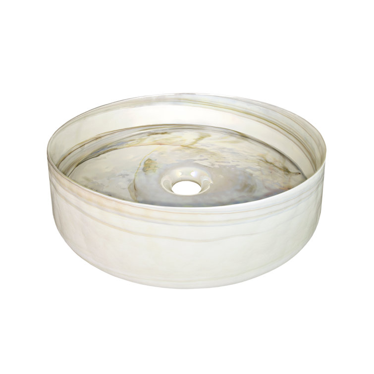 16" Abalone Murano Glass Circular Vessel Bathroom Sink