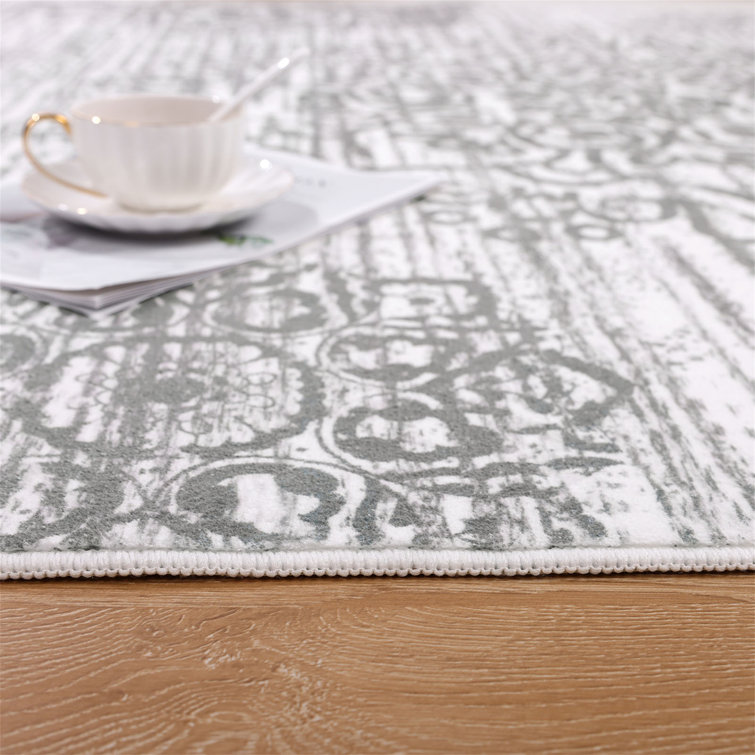 Light Gray 9' x 12' Tufted Oriental Cotton Area Rug
