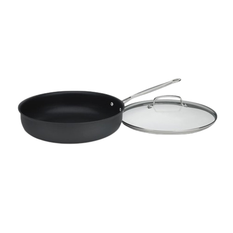 12-Inch Black Aluminum Non-Stick Frying Pan with Lid
