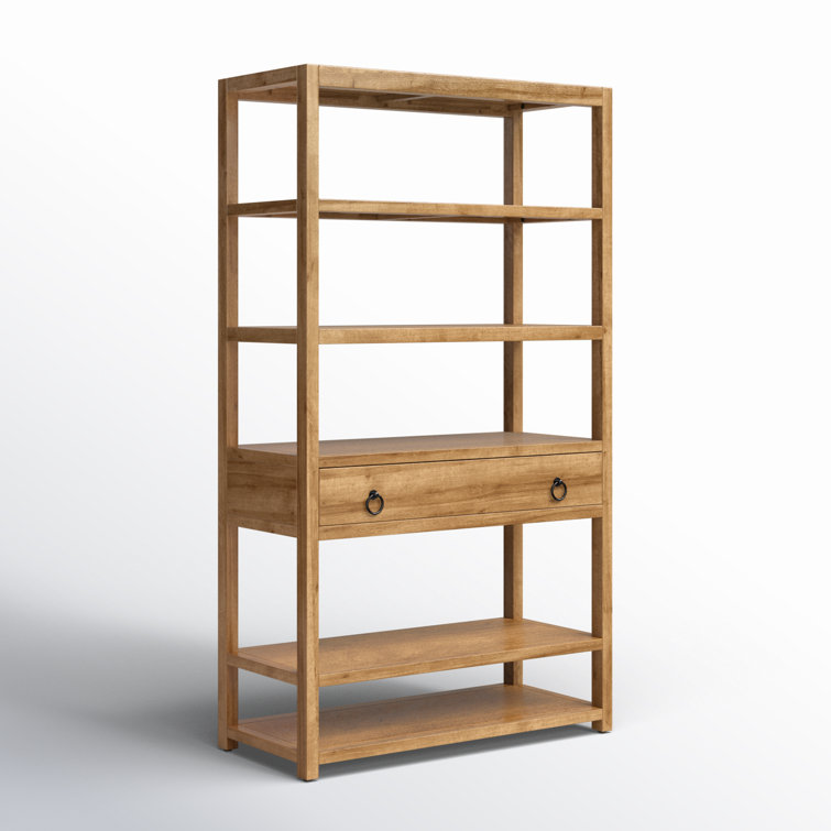 Adjustable Lark 70'' Black Wood Bookcase with Metallic Accents