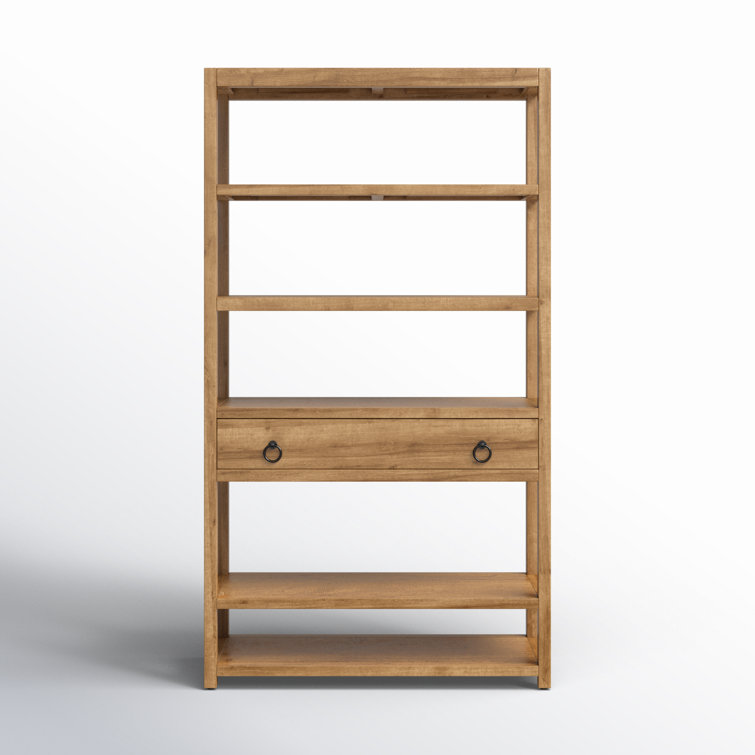 Adjustable Lark 70'' Black Wood Bookcase with Metallic Accents