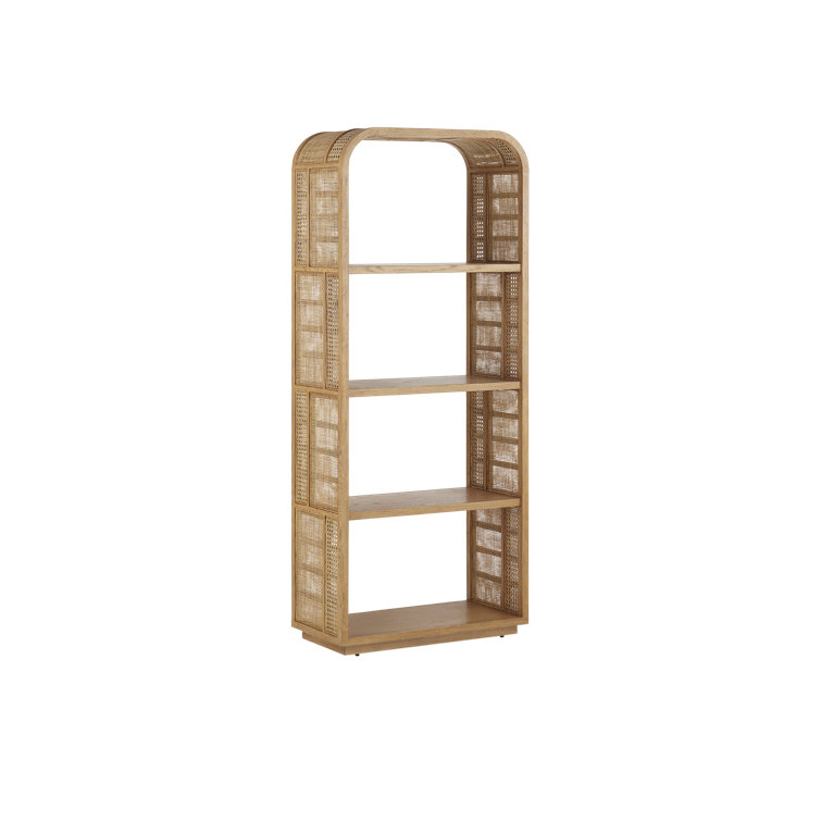 Anisa Natural Oak and Rattan Adjustable Etagere
