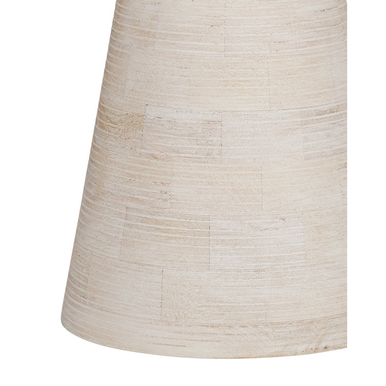 Whitewashed Round Wood and Metal Accent Table