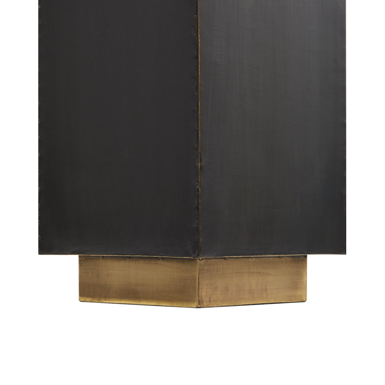 Gentry Black and White Marble Console Table with Brass Inlay