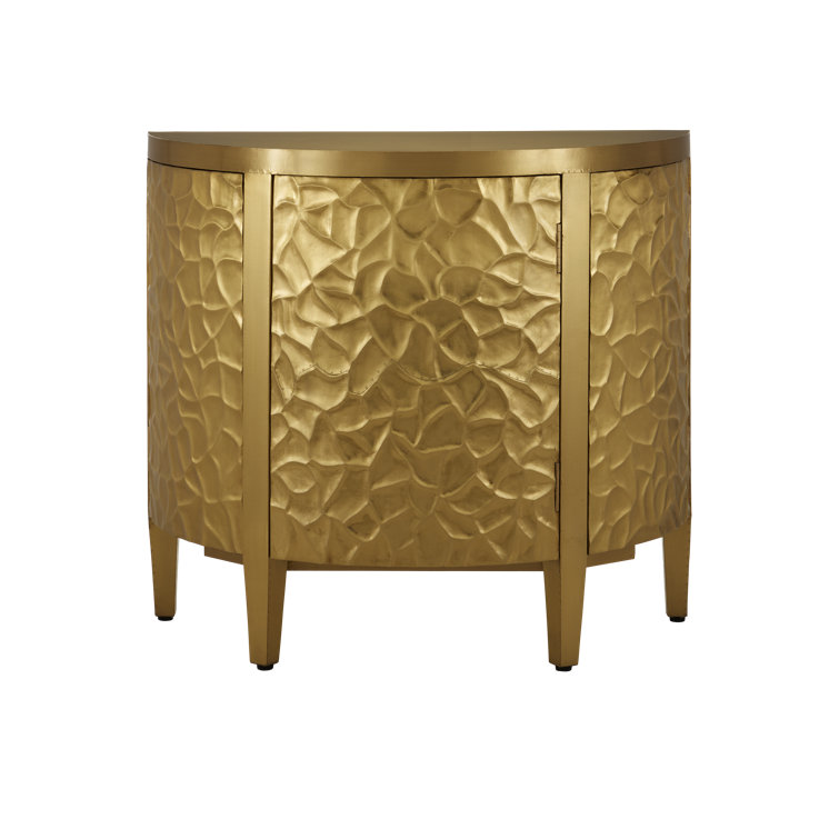 Auden Brass Demi-Lune Cabinet with Adjustable Shelving