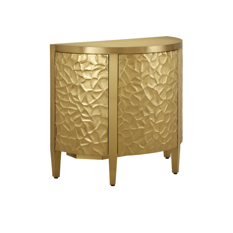 Auden Brass Demi-Lune Cabinet with Adjustable Shelving