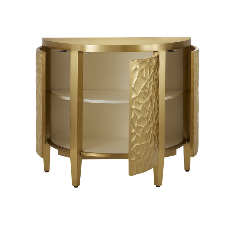 Auden Brass Demi-Lune Cabinet with Adjustable Shelving