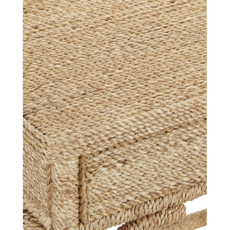 Natural Brown Carafe Rope-Wrapped Desk with Glass Top
