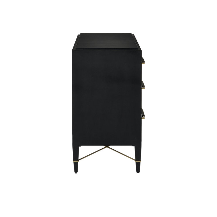 Verona Black Lacquered Linen Chest with Champagne Hardware