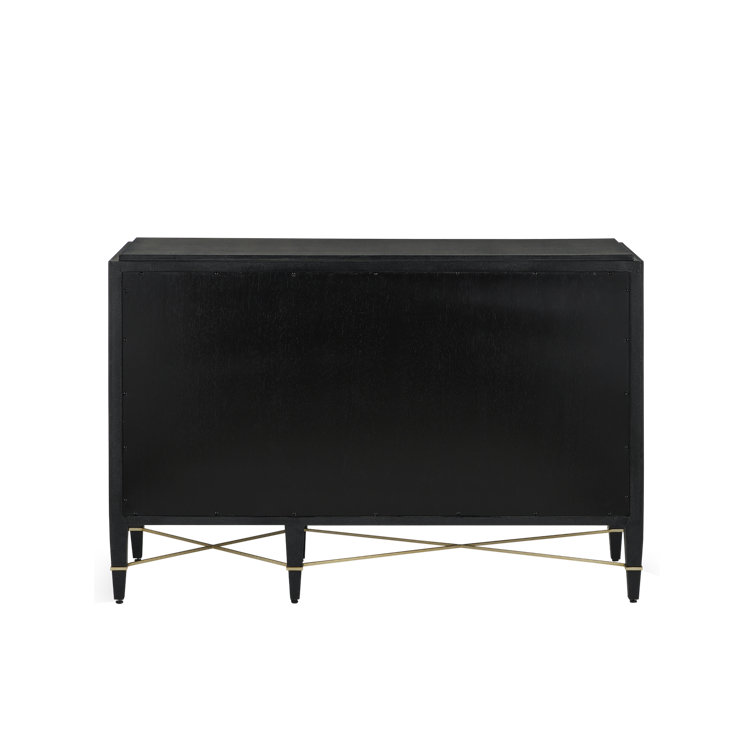 Verona Black Lacquered Linen Chest with Champagne Hardware