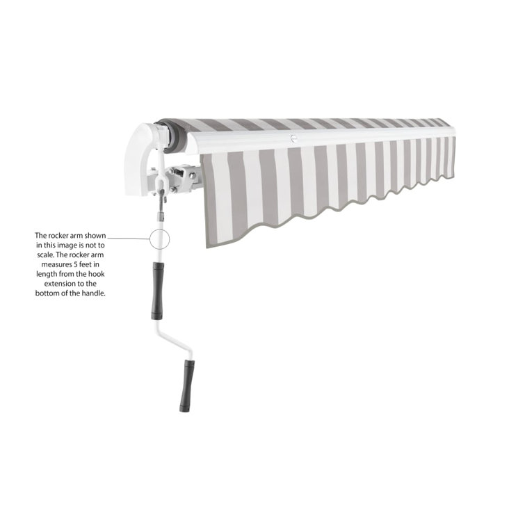 Gray and White Striped 10 ft Retractable Patio Awning