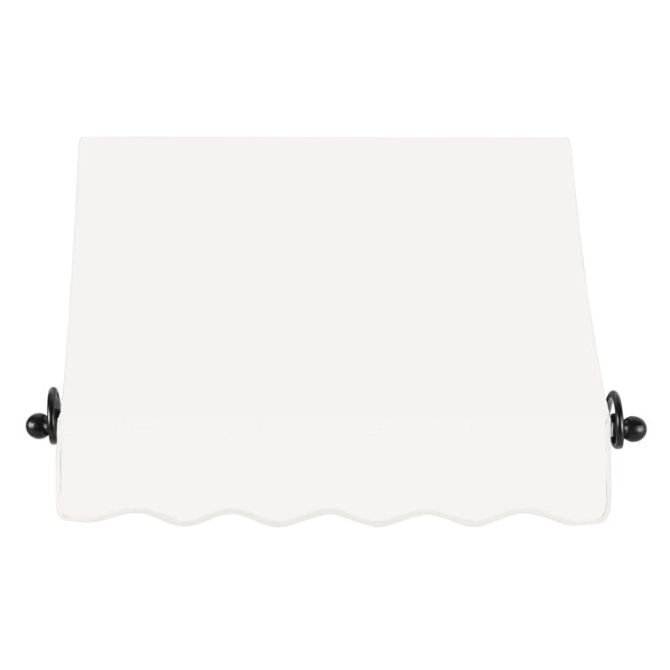 Off-White Acrylic Fabric Awning with Iron Scroll Arms