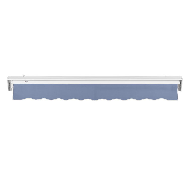 Dusty Blue 16' x 10' Manual Retractable Awning with White Frame