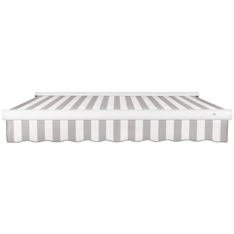Gray and White Full-Cassette Manual Retractable Patio Awning