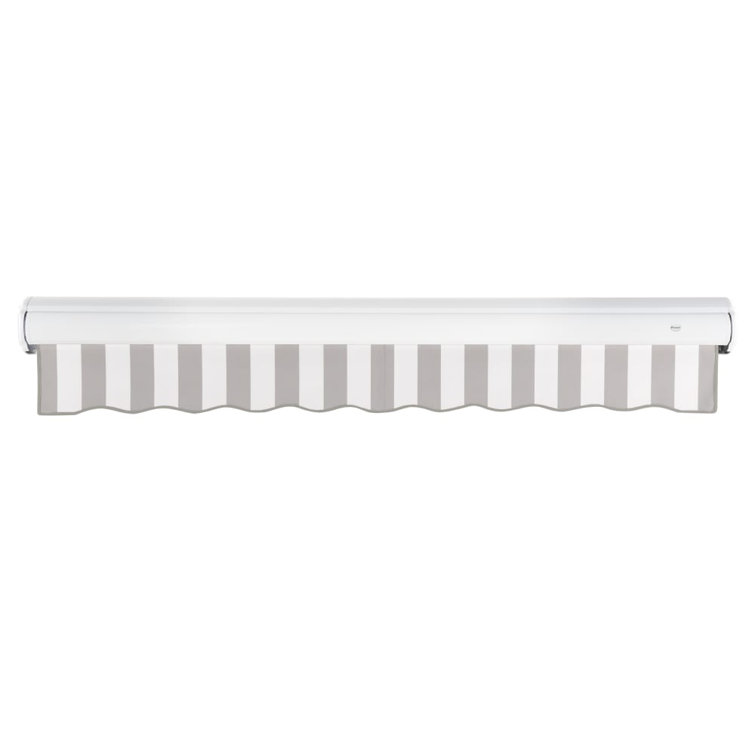Gray and White Full-Cassette Manual Retractable Patio Awning