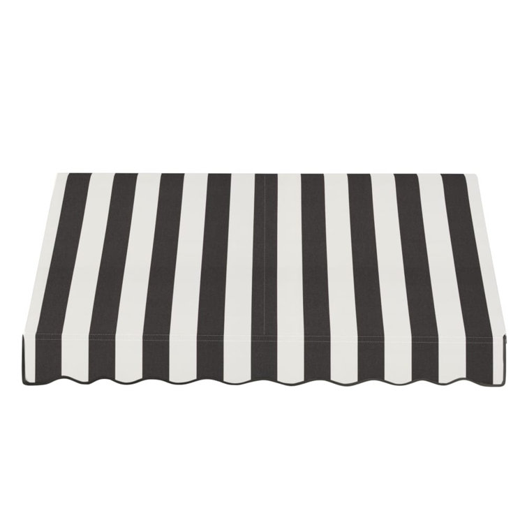 Black and White Striped Acrylic Fabric Fixed Awning with Aluminum Frame