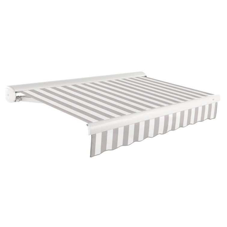 Forest Green and White Full-Cassette Manual Retractable Patio Awning, 10' x 8'