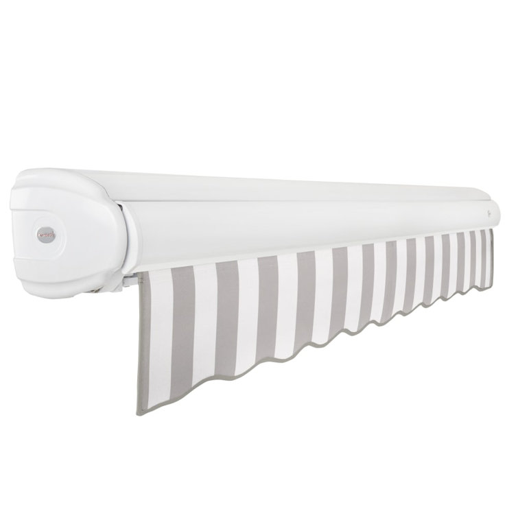 Gray and White Full-Cassette Manual Retractable Patio Awning