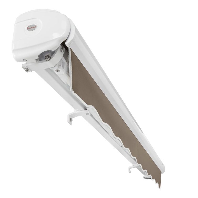 Taupe Full-Cassette Manual Retractable Patio Awning, 10' x 8'