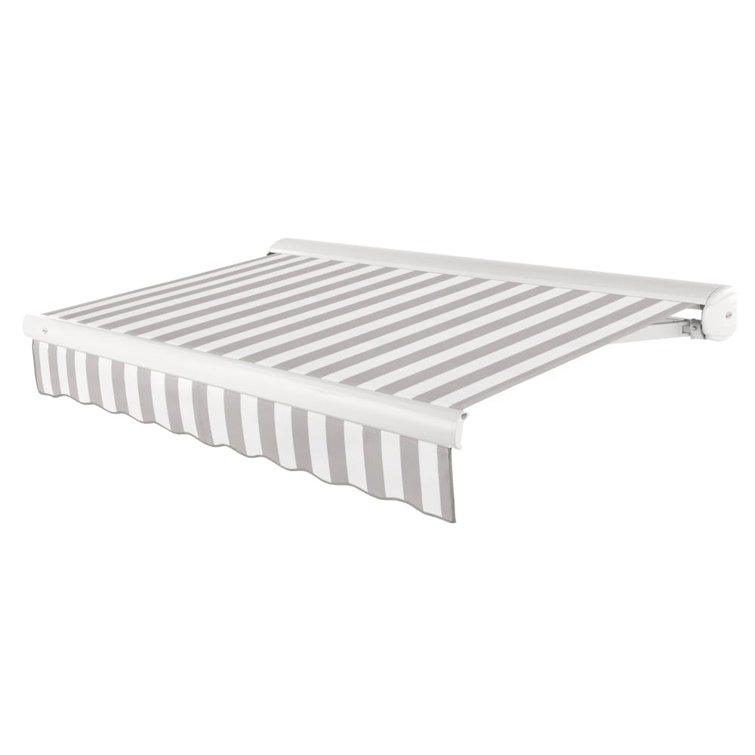 Forest Green and White Full-Cassette Manual Retractable Patio Awning, 10' x 8'