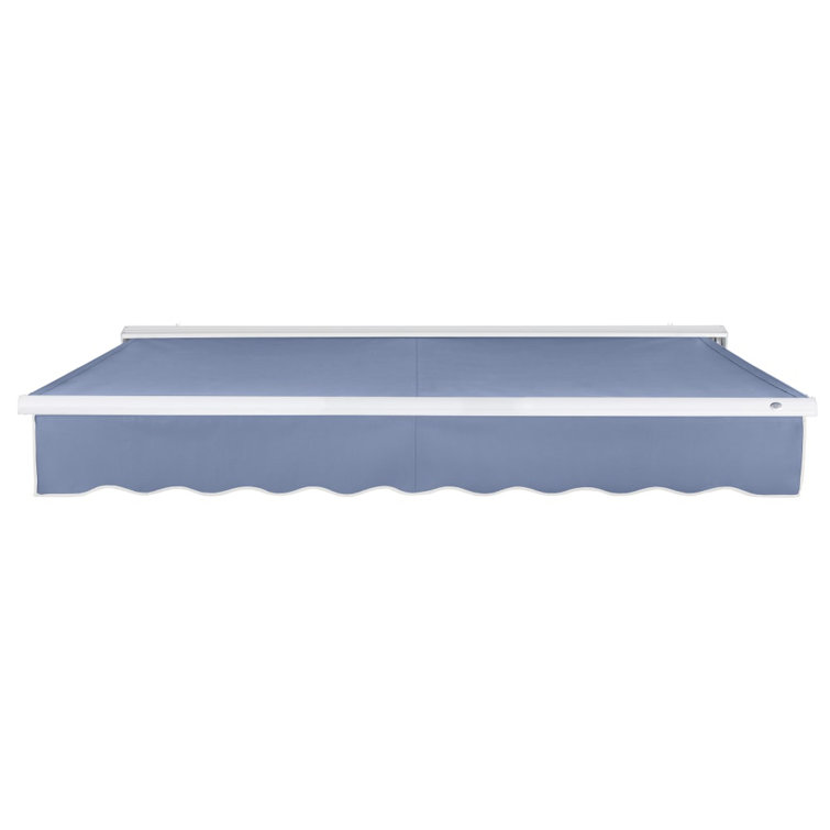 Dusty Blue 16' x 10' Manual Retractable Awning with White Frame