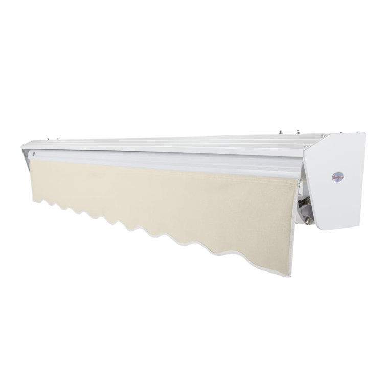 Linen 10' x 8' Motorized Retractable Awning with White Frame