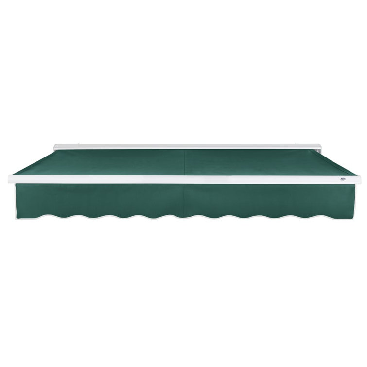 Forest Green Acrylic Motorized Retractable Patio Awning with Aluminum Hood