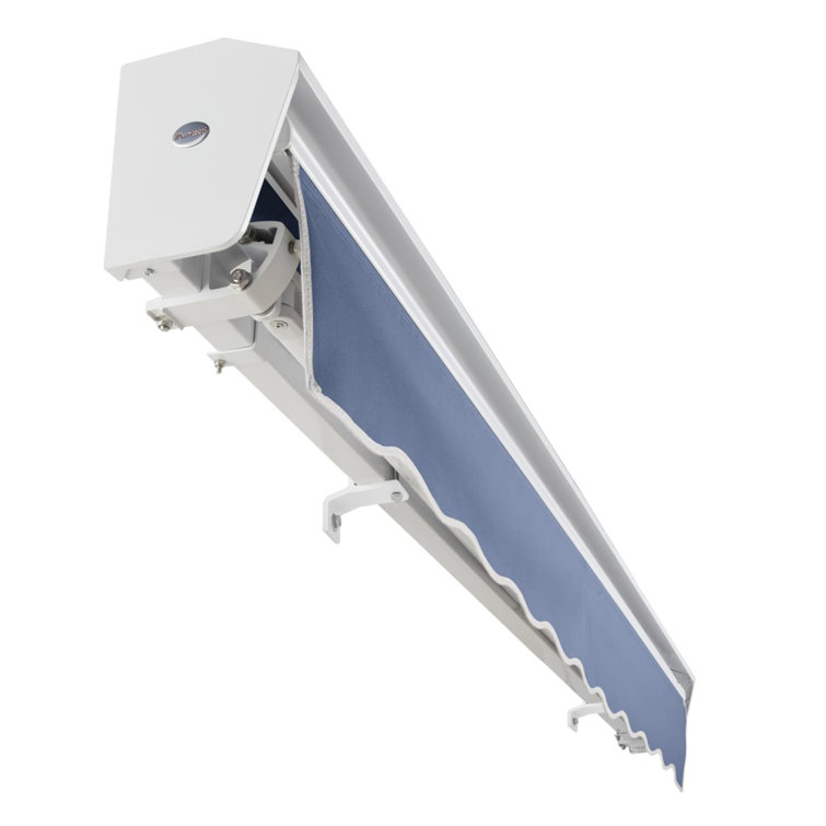 Dusty Blue 16' x 10' Manual Retractable Awning with White Frame