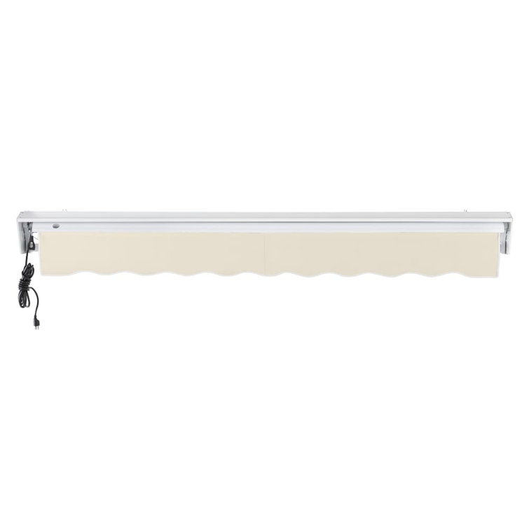 Linen 10' x 8' Motorized Retractable Awning with White Frame