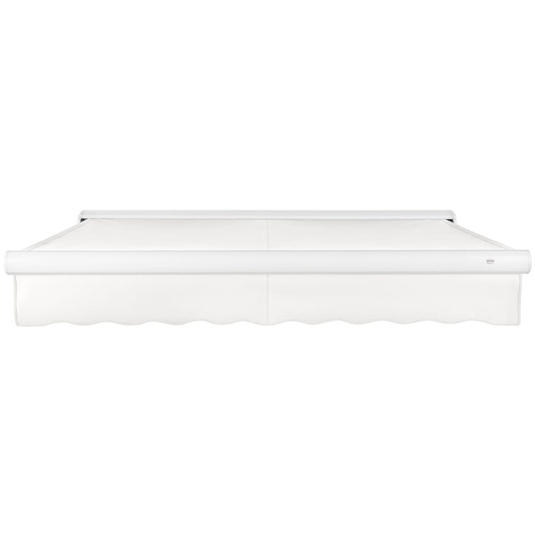 Off-White Acrylic Motorized Retractable Patio Awning with Steel Frame