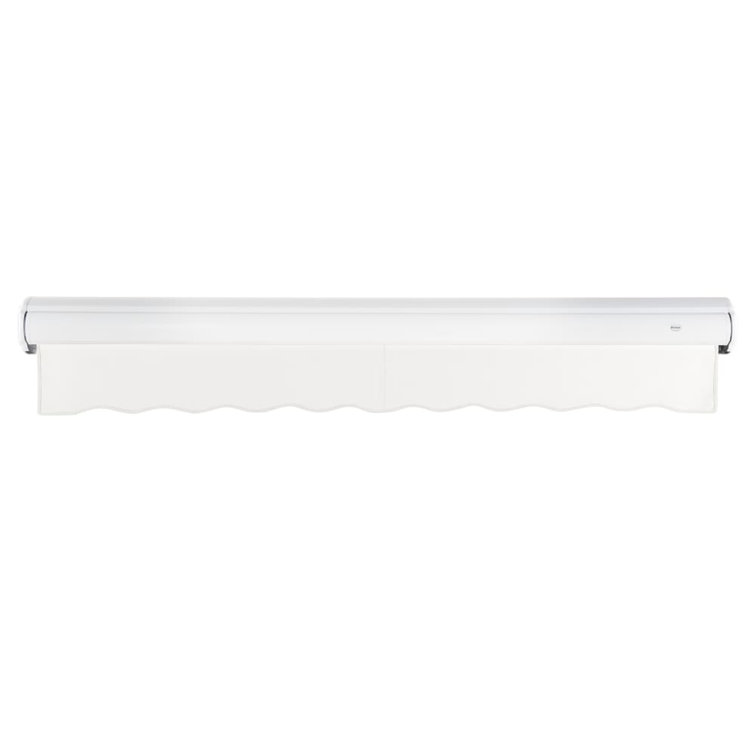 Off-White Acrylic Motorized Retractable Patio Awning with Steel Frame