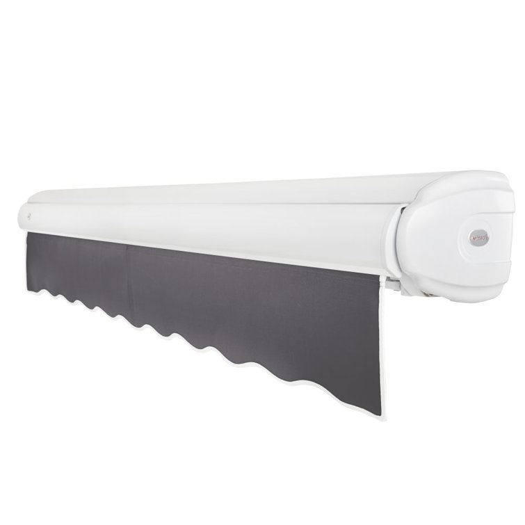 Gunmetal Acrylic Motorized Retractable Patio Awning with Steel Frame