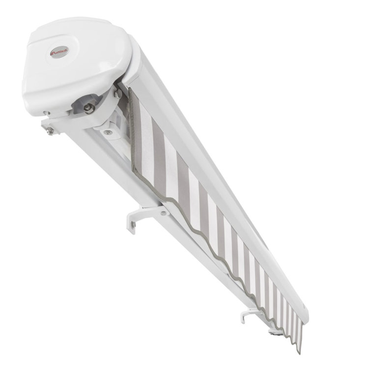 Gray and White Full-Cassette Manual Retractable Patio Awning