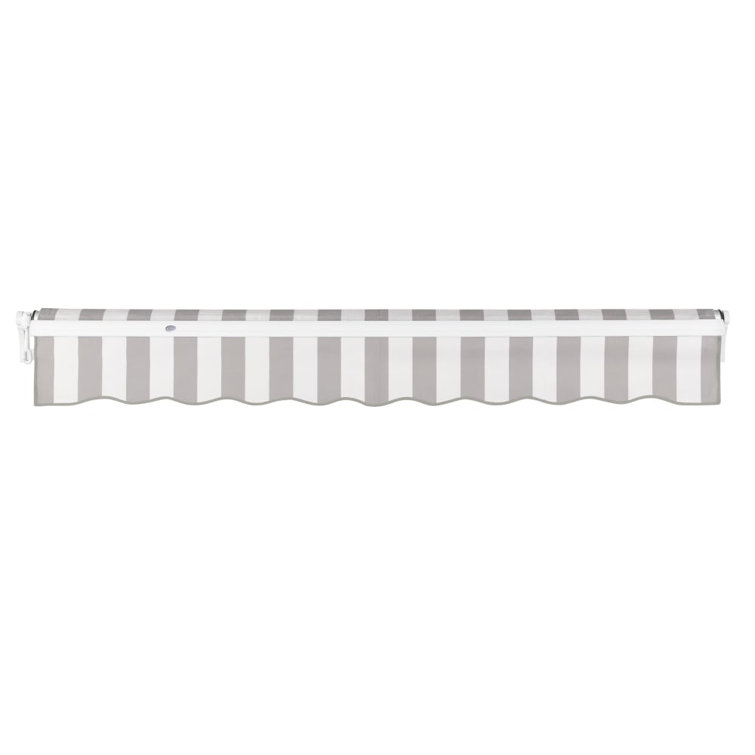 Gray and White Manual Retractable Patio Awning with Steel Frame