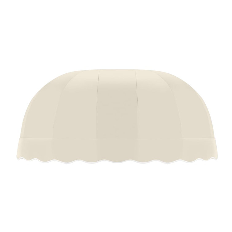 Off-White Acrylic Fabric Elongated Dome Awning with Aluminum Frame
