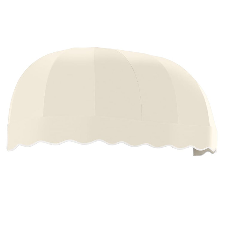 Off-White Acrylic Fabric Elongated Dome Awning with Aluminum Frame