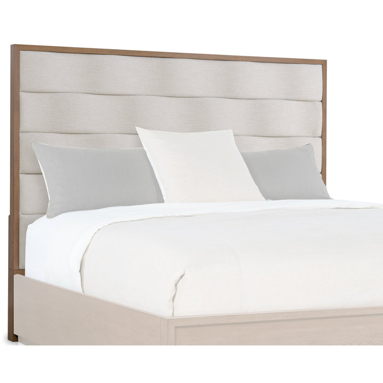Queen Upholstered Headboard with Solid Wood Frame in Beige