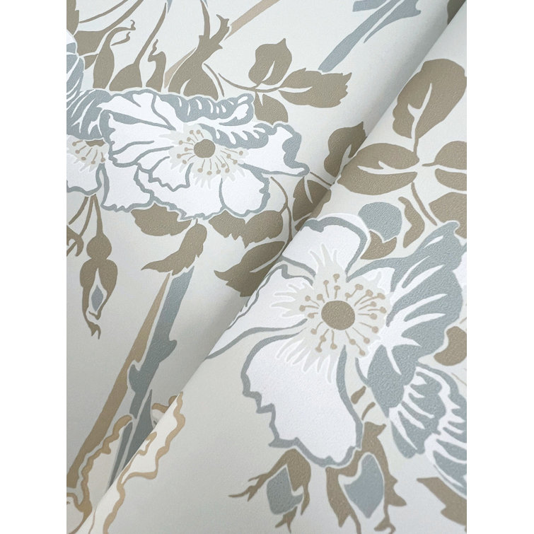 Linen Sage Floral Pre-pasted Washable Wallpaper