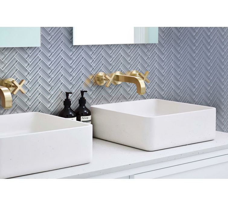 Gray 11" x 12.6" Herringbone Polished Glass Mosaic Tile