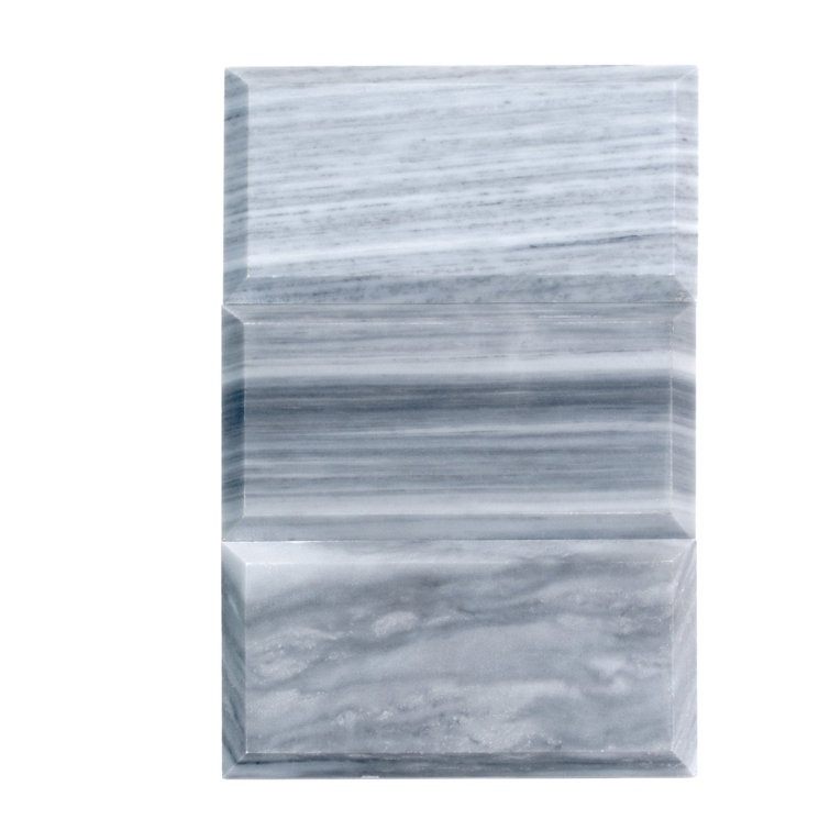 Gray 3" x 6" Beveled Polished Marble Subway Tile