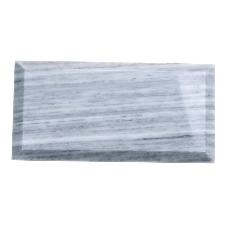 Gray 3" x 6" Beveled Polished Marble Subway Tile
