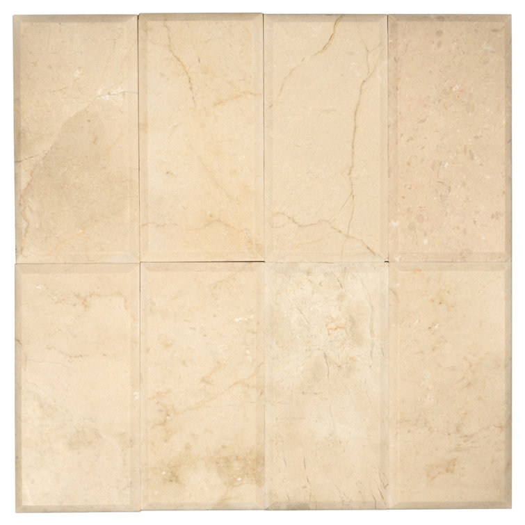 Beige and Yellow Polished Marble Subway Tile 3" x 6"